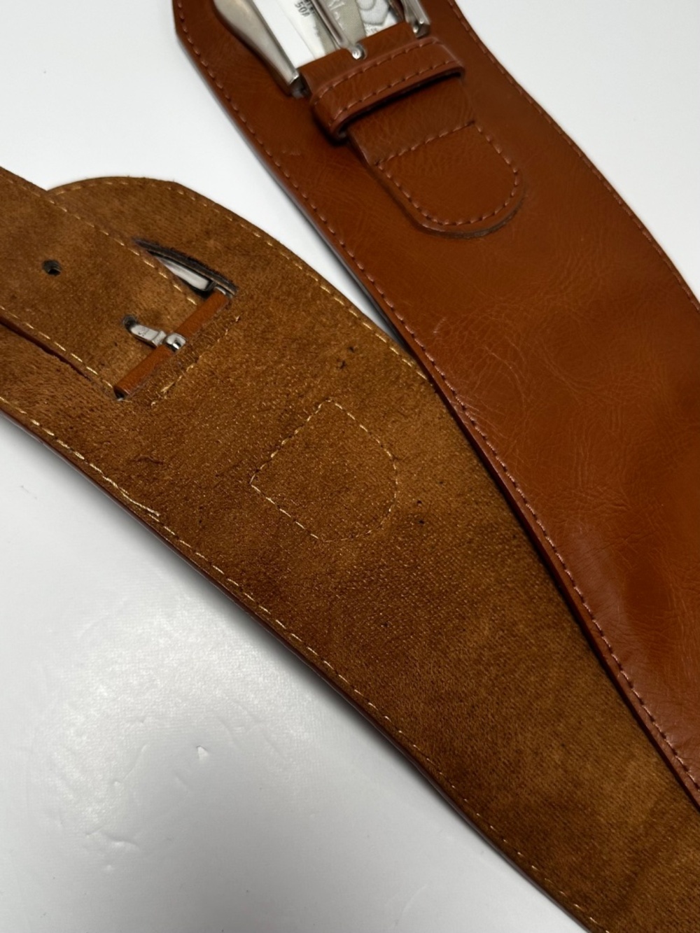 Costa Blanca Brown Double Buckle Wide Waist Belt Medium Adjustable - Picture 9 of 11